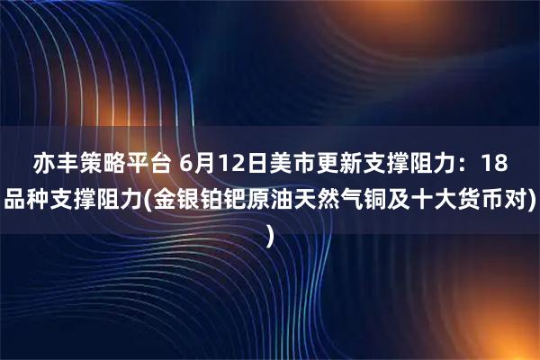 亦丰策略平台 6月12日美市更新支撑阻力：18品种支撑阻力(金银铂钯原油天然气铜及十大货币对)